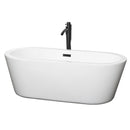 Wyndham Mermaid 67" Freestanding Bathtub In White With Floor Mounted Faucet Drain And Overflow Trim In Matte Black WCOBT100367MBATPBK