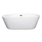 Wyndham Mermaid 67" Freestanding Bathtub in White with Matte Black Drain and Overflow Trim WCOBT100367MBTRIM