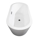 Wyndham Mermaid 67" Freestanding Bathtub in White with Floor Mounted Faucet Drain and Overflow Trim in Matte Black WCOBT100367MBATPBK