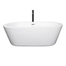 Wyndham Mermaid 67" Freestanding Bathtub in White with Polished Chrome Trim and Floor Mounted Faucet in Matte Black WCOBT100367PCATPBK