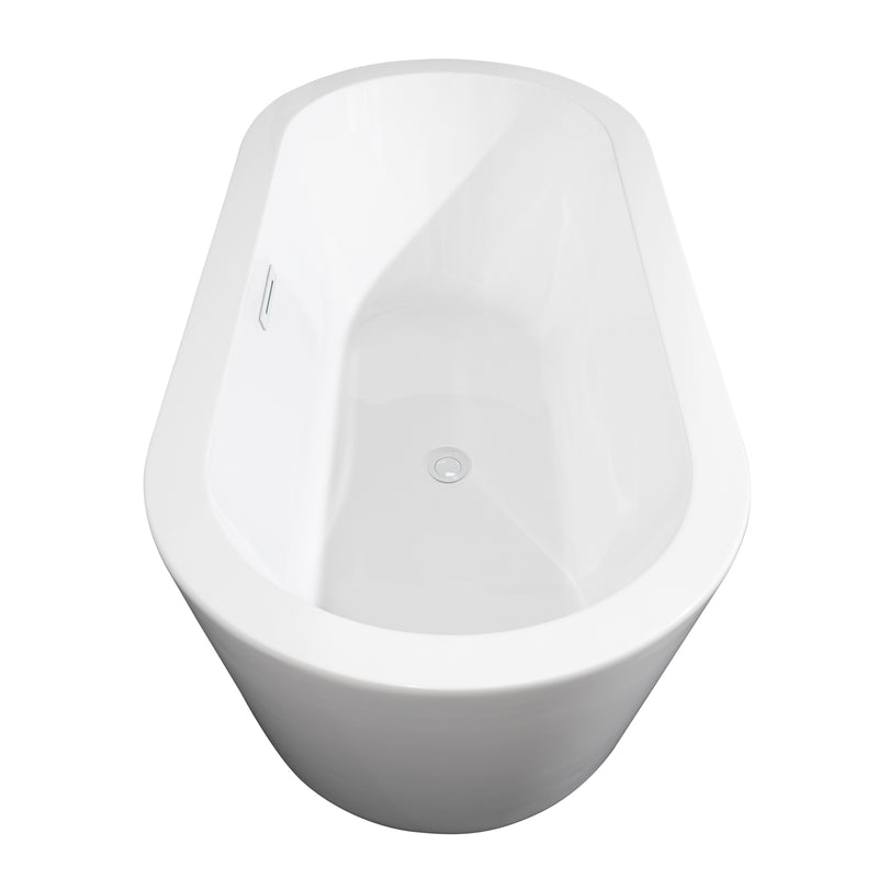 Wyndham Mermaid 67" Freestanding Bathtub in White with Shiny White Drain and Overflow Trim WCOBT100367SWTRIM