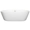 Wyndham Mermaid 71" Freestanding Bathtub in White with Polished Chrome Drain and Overflow Trim WCOBT100371