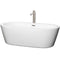 Wyndham Mermaid 71" Freestanding Bathtub In White With Floor Mounted Faucet Drain And Overflow Trim In Brushed Nickel WCOBT100371ATP11BN