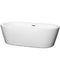 Wyndham Mermaid 71" Freestanding Bathtub In White With Brushed Nickel Drain And Overflow Trim WCOBT100371BNTRIM