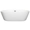 Wyndham Mermaid 71" Freestanding Bathtub in White with Matte Black Drain and Overflow Trim WCOBT100371MBTRIM