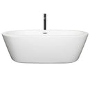 Wyndham Mermaid 71" Freestanding Bathtub in White with Polished Chrome Trim and Floor Mounted Faucet in Matte Black WCOBT100371PCATPBK