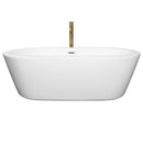 Wyndham Mermaid 71" Freestanding Bathtub in White with Polished Chrome Trim and Floor Mounted Faucet in Brushed Gold WCOBT100371PCATPGD