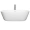 Wyndham Mermaid 71" Freestanding Bathtub in White with Shiny White Trim and Floor Mounted Faucet in Matte Black WCOBT100371SWATPBK