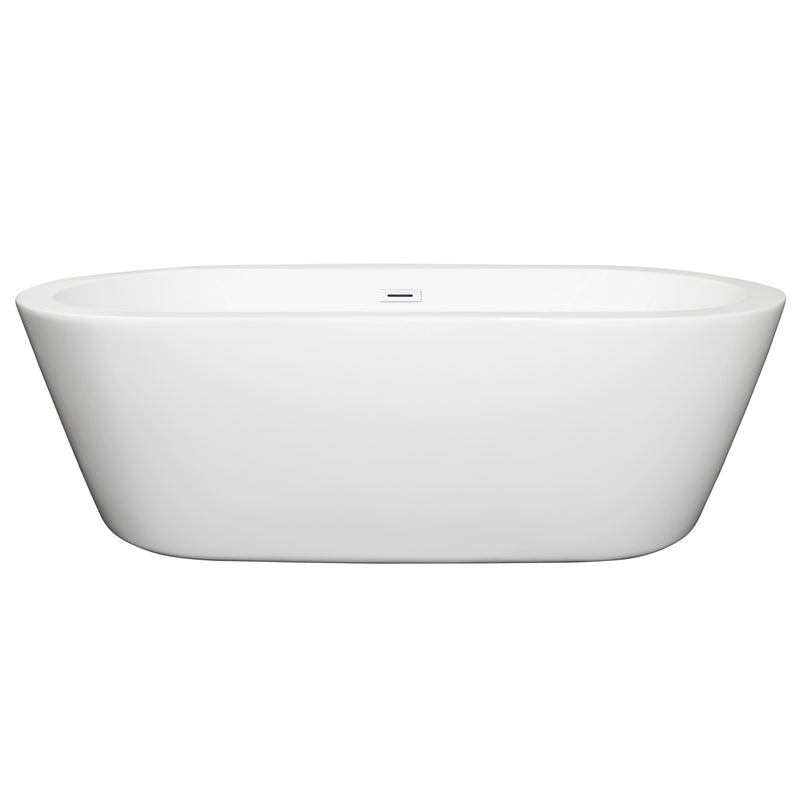 Wyndham Mermaid 71" Freestanding Bathtub in White with Shiny White Drain and Overflow Trim WCOBT100371SWTRIM