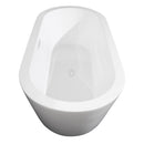 Wyndham Mermaid 71" Freestanding Bathtub in White with Shiny White Trim and Floor Mounted Faucet in Matte Black WCOBT100371SWATPBK