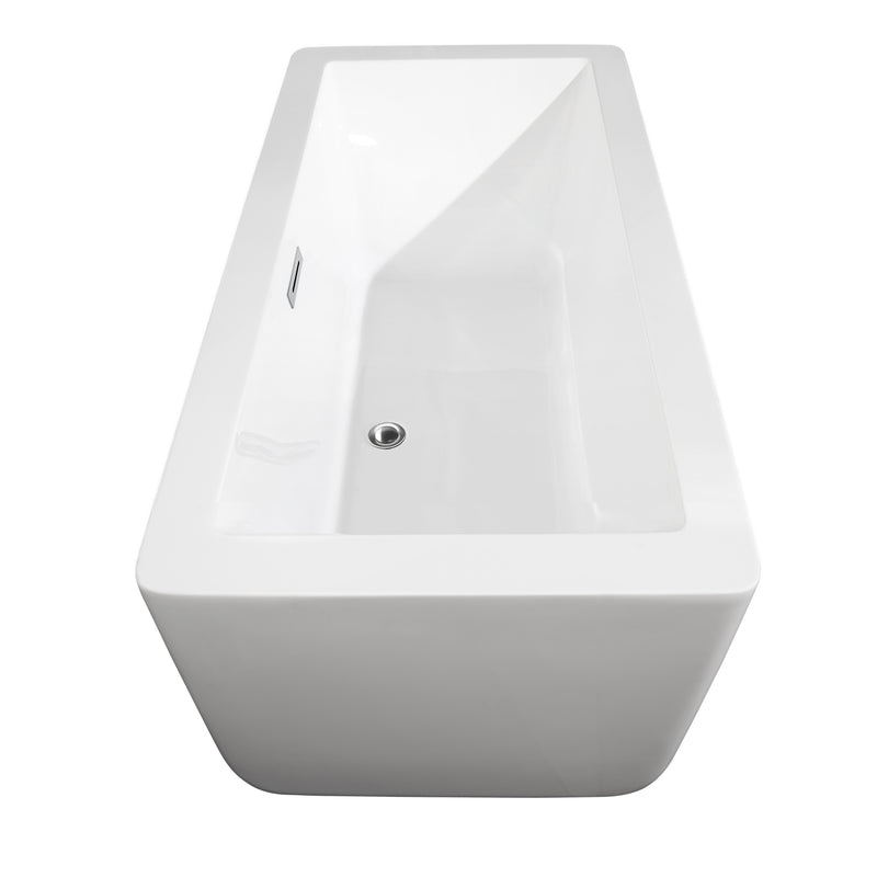 Wyndham Laura 59" Soaking Bathtub in White with Polished Chrome Trim and Floor Mounted Faucet in Brushed Gold WCOBT100559PCATPGD