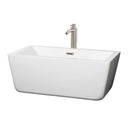 Wyndham Laura 59" Freestanding Bathtub In White With Floor Mounted Faucet Drain And Overflow Trim In Brushed Nickel WCOBT100559ATP11BN