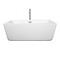 Wyndham Laura 59" Freestanding Bathtub in White with Floor Mounted Faucet Drain and Overflow Trim in Brushed Nickel WCOBT100559ATP11BN