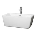 Wyndham Laura 59" Freestanding Bathtub In White With Floor Mounted Faucet Drain And Overflow Trim In Polished Chrome WCOBT100559ATP11PC