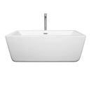 Wyndham Laura 59" Freestanding Bathtub in White with Floor Mounted Faucet Drain and Overflow Trim in Polished Chrome WCOBT100559ATP11PC