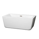 Wyndham Laura 59" Freestanding Bathtub In White With Brushed Nickel Drain And Overflow Trim WCOBT100559BNTRIM