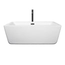 Wyndham Laura 59" Soaking Bathtub in White with Floor Mounted Faucet Drain and Overflow Trim in Matte Black WCOBT100559MBATPBK