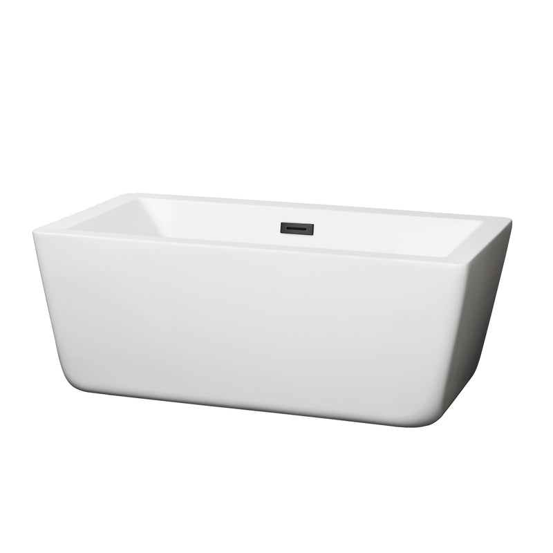 Wyndham Laura 59" Soaking Bathtub In White With Matte Black Trim WCOBT100559MBTRIM