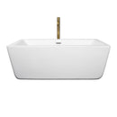 Wyndham Laura 59" Soaking Bathtub in White with Polished Chrome Trim and Floor Mounted Faucet in Brushed Gold WCOBT100559PCATPGD