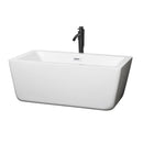 Wyndham Laura 59" Soaking Bathtub In White With Shiny White Trim And Floor Mounted Faucet In Matte Black WCOBT100559SWATPBK