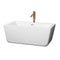 Wyndham Laura 59" Soaking Bathtub In White With Shiny White Trim And Floor Mounted Faucet In Brushed Gold WCOBT100559SWATPGD