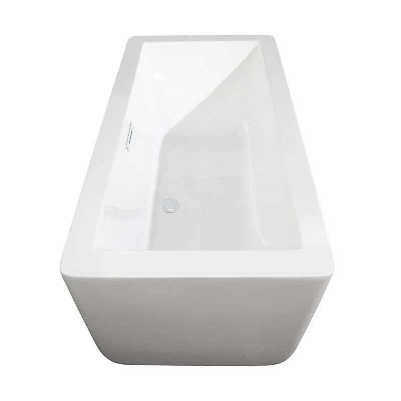 Wyndham Laura 59" Soaking Bathtub in White with Shiny White Trim and Floor Mounted Faucet in Matte Black WCOBT100559SWATPBK