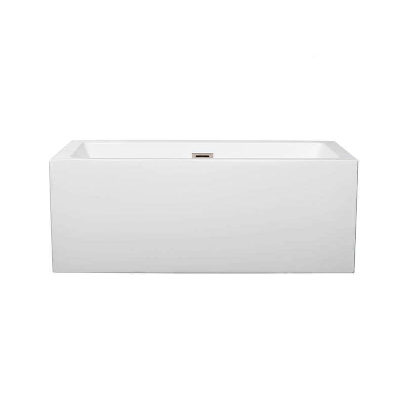 Wyndham Melody 60" Freestanding Bathtub in White with Brushed Nickel Drain and Overflow Trim WCOBT101160BNTRIM