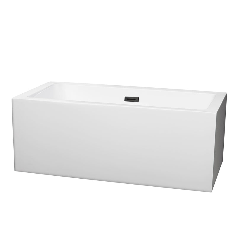 Wyndham Melody 60" Freestanding Bathtub In White With Matte Black Drain And Overflow Trim WCOBT101160MBTRIM