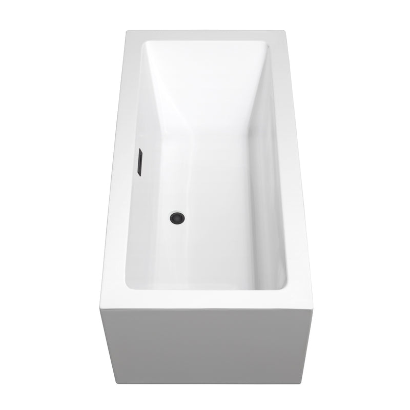 Wyndham Melody 60" Freestanding Bathtub in White with Matte Black Drain and Overflow Trim WCOBT101160MBTRIM