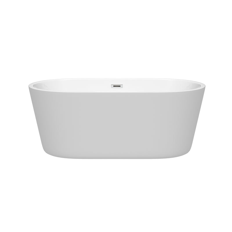 Wyndham Carissa 60" Soaking Bathtub in White with Polished Chrome Trim WCOBT101260