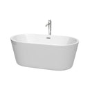 Wyndham Carissa 60" Soaking Bathtub In White Polished Chrome Trim And Polished Chrome Floor Mounted Faucet WCOBT101260ATP11PC