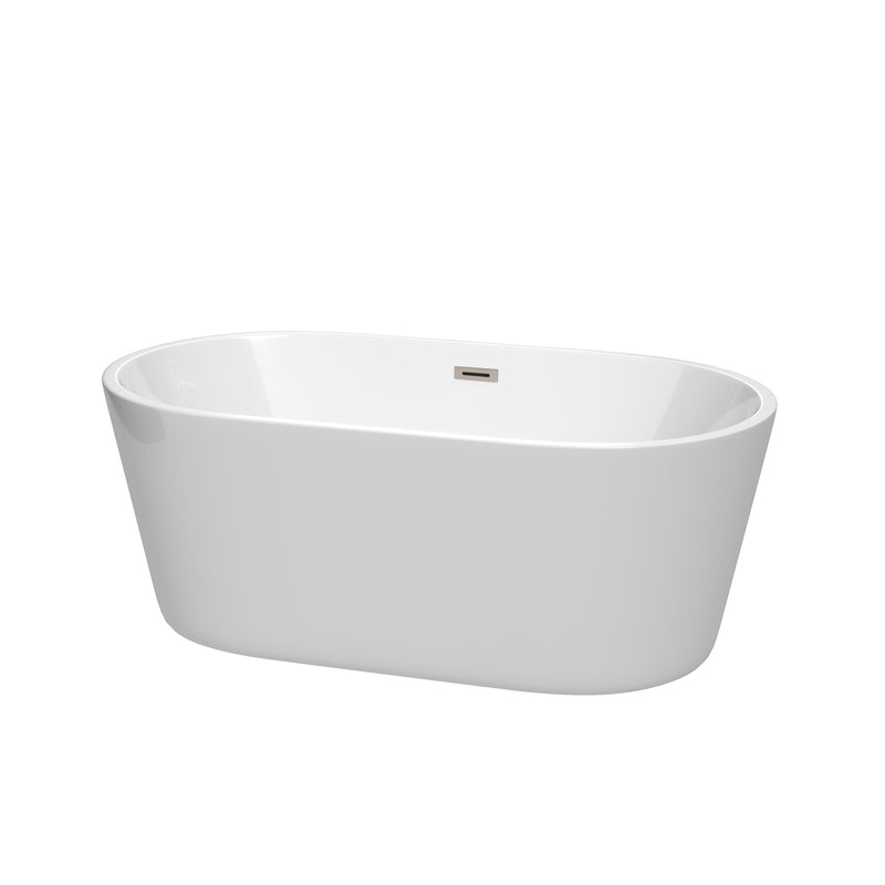 Wyndham Carissa 60" Soaking Bathtub In White With Brushed Nickel Trim WCOBT101260BNTRIM