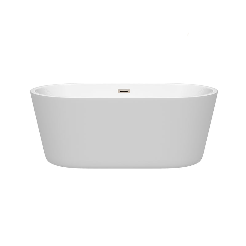 Wyndham Carissa 60" Soaking Bathtub in White with Brushed Nickel Trim WCOBT101260BNTRIM