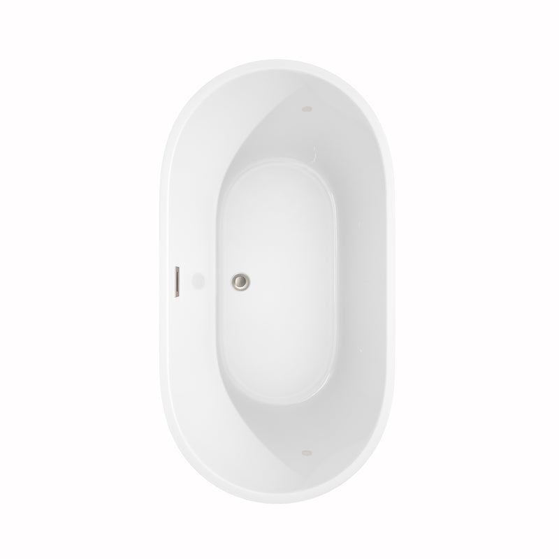 Wyndham Carissa 60" Soaking Bathtub in White with Brushed Nickel Trim WCOBT101260BNTRIM