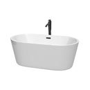 Wyndham Carissa 60" Soaking Bathtub In White With Floor Mounted Faucet Drain And Overflow Trim In Matte Black WCOBT101260MBATPBK