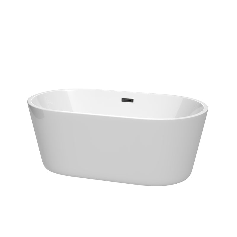 Wyndham Carissa 60" Soaking Bathtub In White With Matte Black Trim WCOBT101260MBTRIM