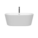 Wyndham Carissa 60" Soaking Bathtub in White with Polished Chrome Trim and Floor Mounted Faucet in Matte Black WCOBT101260PCATPBK