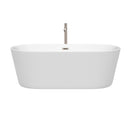 Wyndham Carissa 67" Soaking Bathtub in White Brushed Nickel Trim and Brushed Nickel Mounted Faucet WCOBT101267ATP11BN