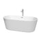 Wyndham Carissa 67" Soaking Bathtub In White Polished Chrome Trim And Polished Chrome Floor Mounted Faucet WCOBT101267ATP11PC