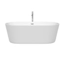 Wyndham Carissa 67" Soaking Bathtub in White Polished Chrome Trim and Polished Chrome Floor Mounted Faucet WCOBT101267ATP11PC