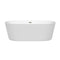 Wyndham Carissa 67" Soaking Bathtub in White with Brushed Nickel Trim WCOBT101267BNTRIM