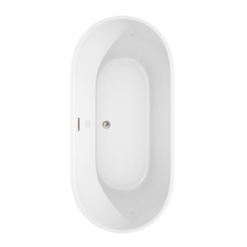 Wyndham Carissa 67" Soaking Bathtub in White with Brushed Nickel Trim WCOBT101267BNTRIM