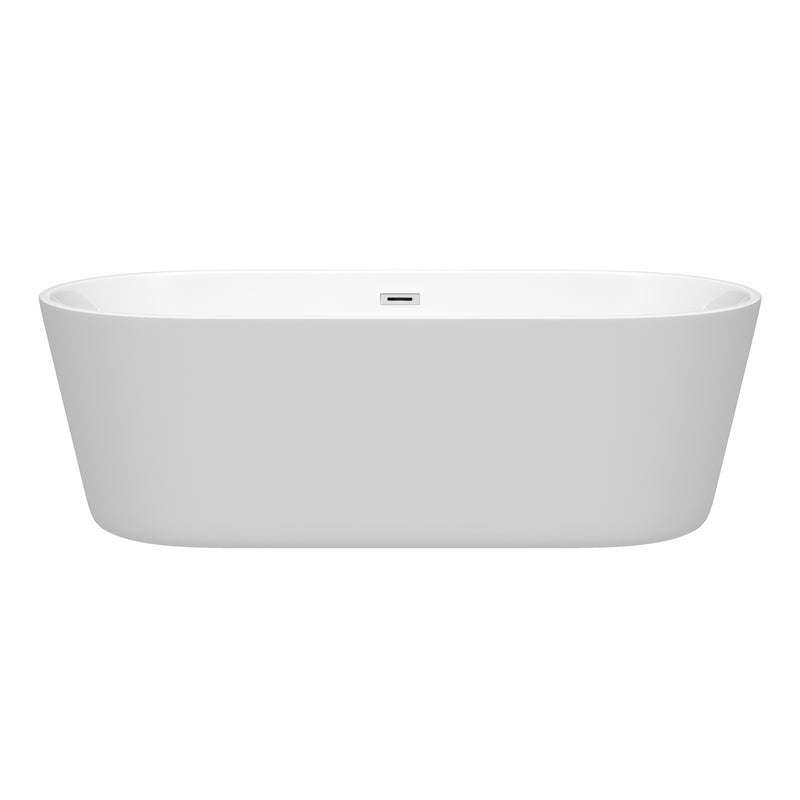 Wyndham Carissa 71" Soaking Bathtub in White with Polished Chrome Trim WCOBT101271