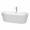 Wyndham Carissa 71" Soaking Bathtub In White Brushed Nickel Trim And Brushed Nickel Mounted Faucet WCOBT101271ATP11BN
