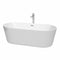 Wyndham Carissa 71" Soaking Bathtub In White Polished Chrome Trim And Polished Chrome Floor Mounted Faucet WCOBT101271ATP11PC