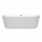 Wyndham Carissa 71" Soaking Bathtub in White with Brushed Nickel Trim WCOBT101271BNTRIM