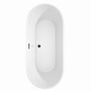 Wyndham Carissa 71" Soaking Bathtub in White with Floor Mounted Faucet Drain and Overflow Trim in Matte Black WCOBT101271MBATPBK