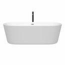 Wyndham Carissa 71" Soaking Bathtub in White with Polished Chrome Trim and Floor Mounted Faucet in Matte Black WCOBT101271PCATPBK