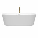 Wyndham Carissa 71" Soaking Bathtub in White with Polished Chrome Trim and Floor Mounted Faucet in Brushed Gold WCOBT101271PCATPGD