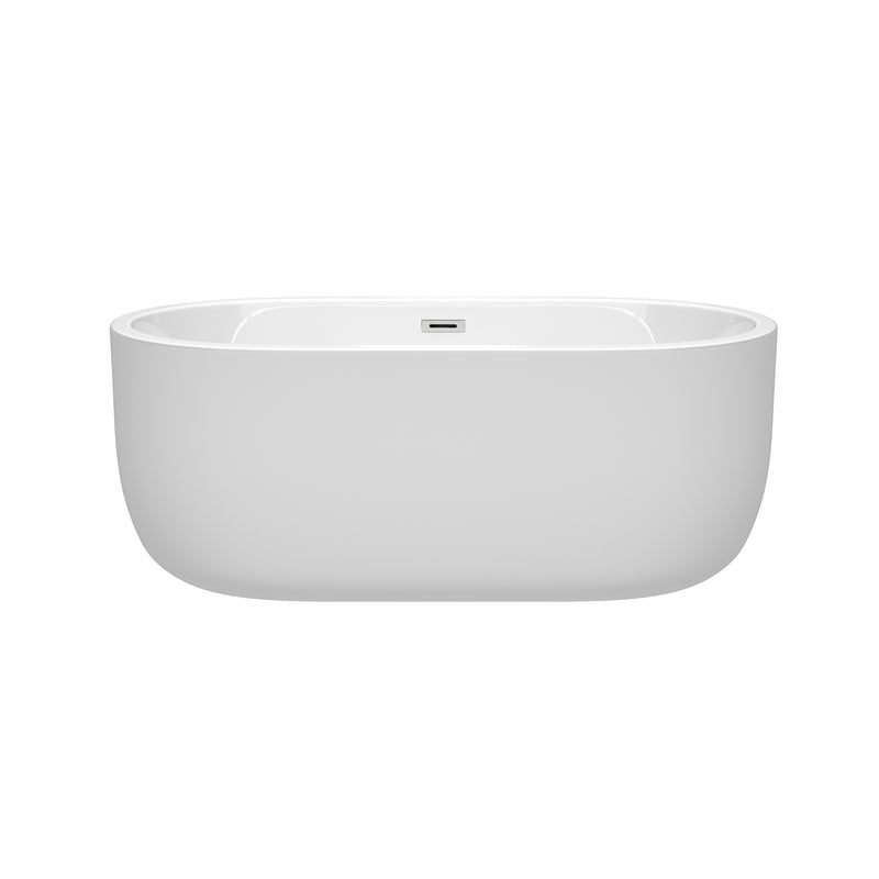 Wyndham Juliette 60" Soaking Bathtub in White with Polished Chrome Trim WCOBT101360